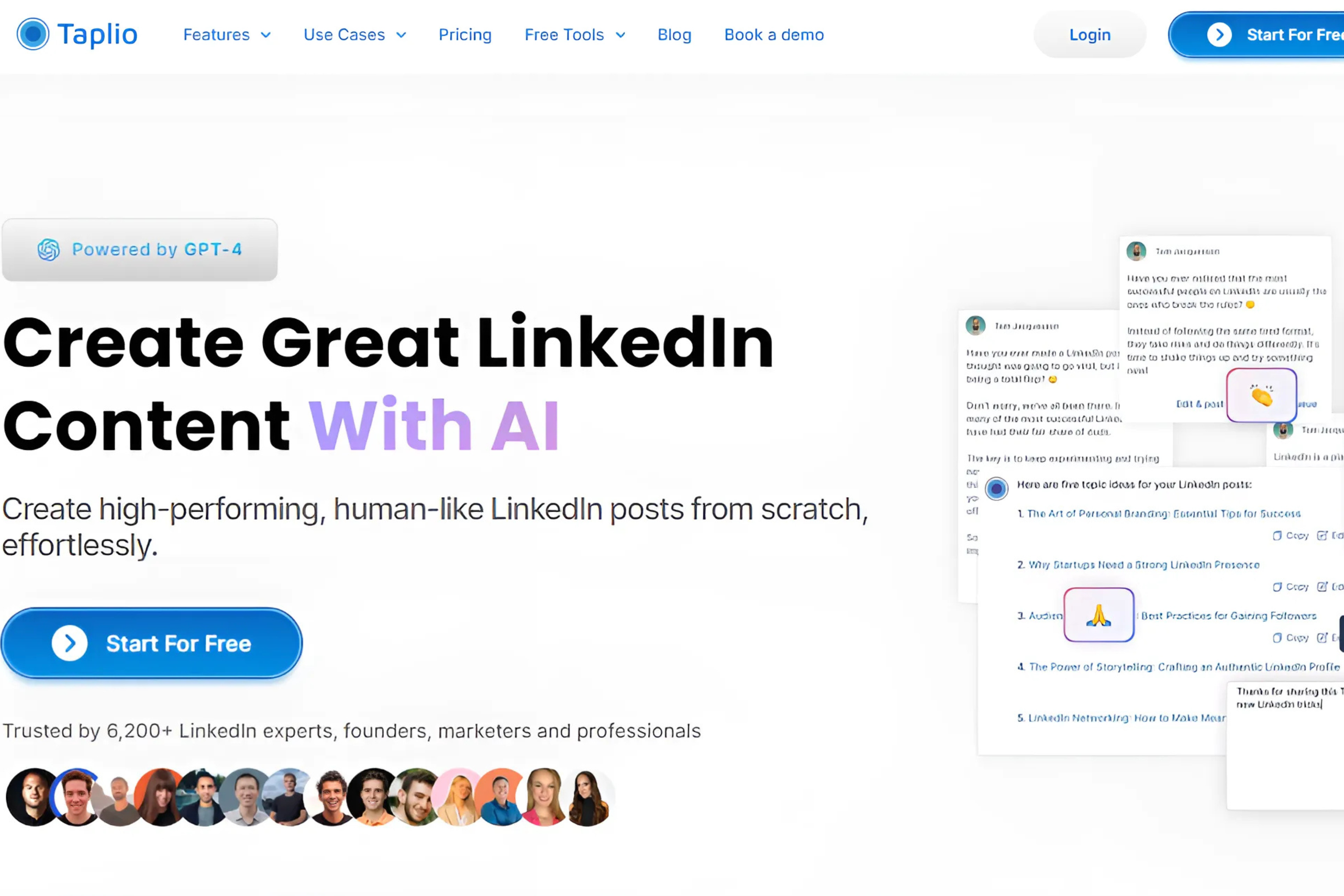 Taplio ai-generated linkedin content