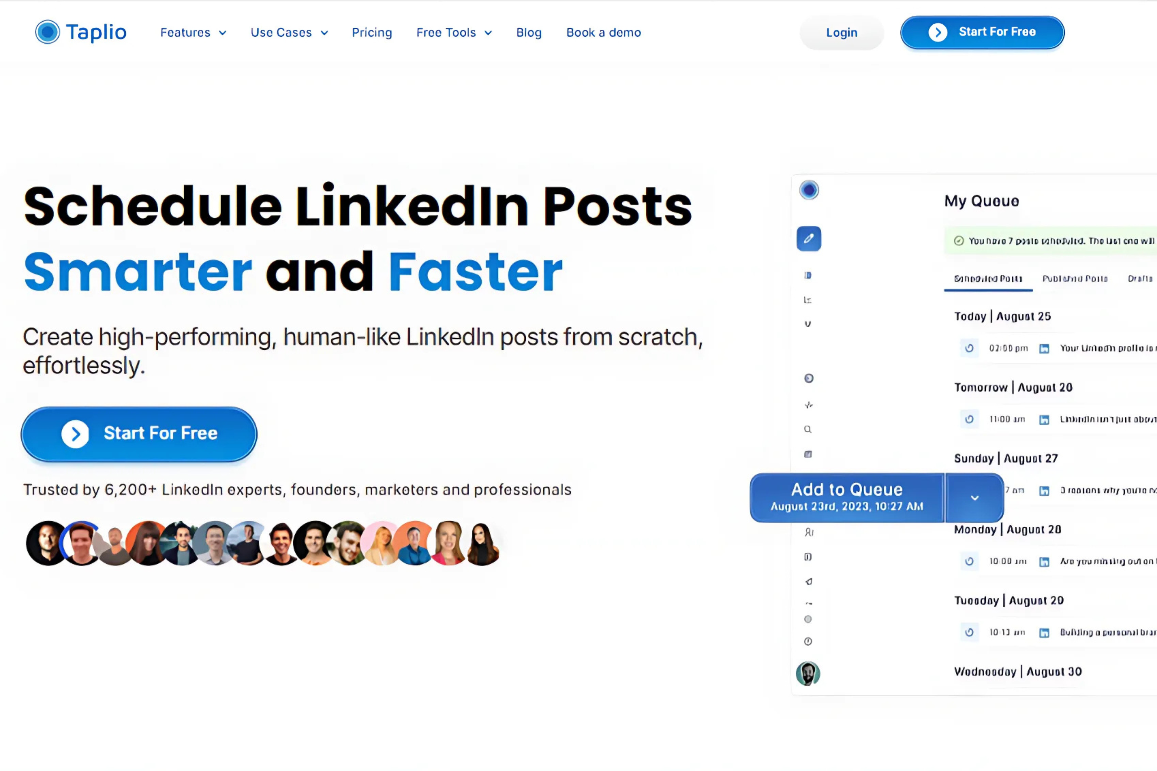 Taplio linkedin post scheduling and queue management