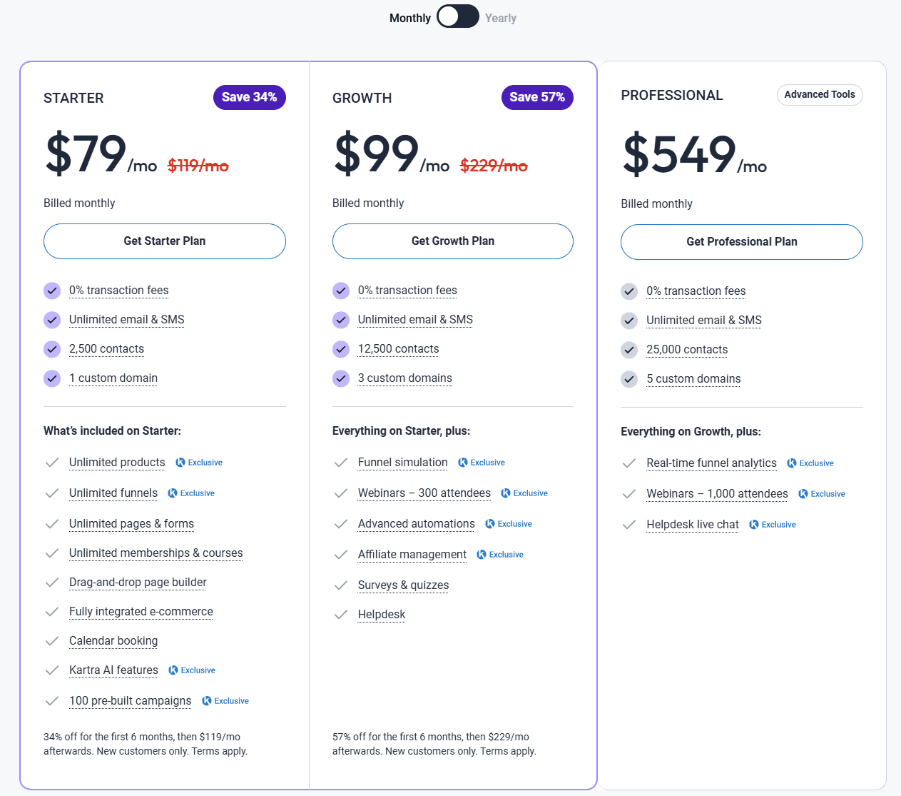 Pricing plans