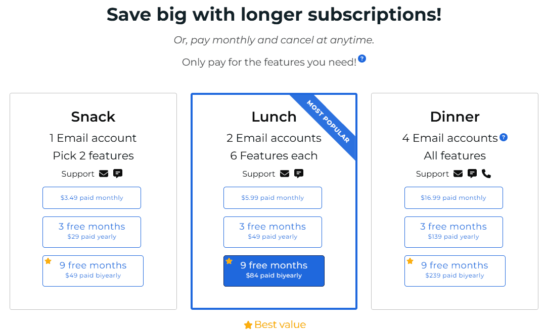 Pricing plans