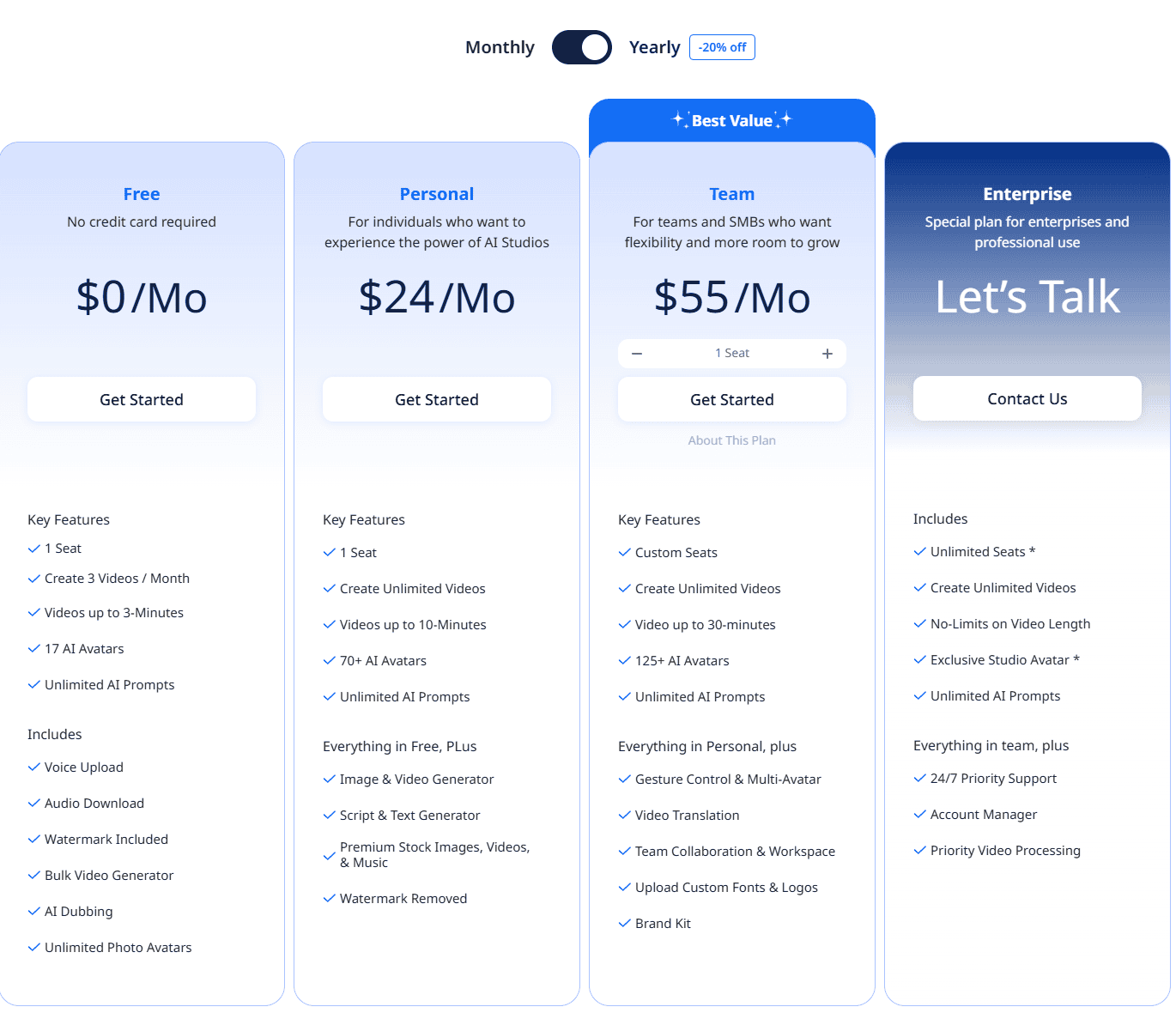 Pricing plans