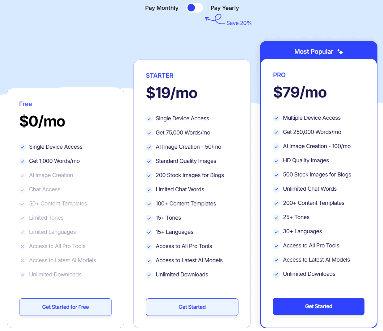 Pricing plans and accessibility