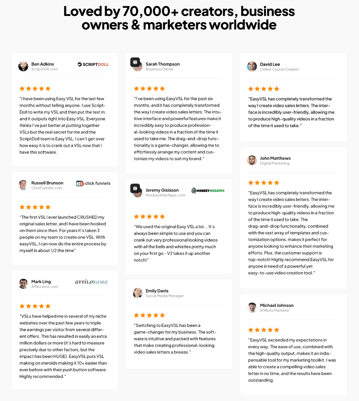 Real user testimonials