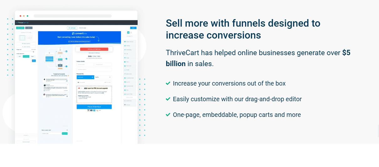 Thrivecart features and benefits