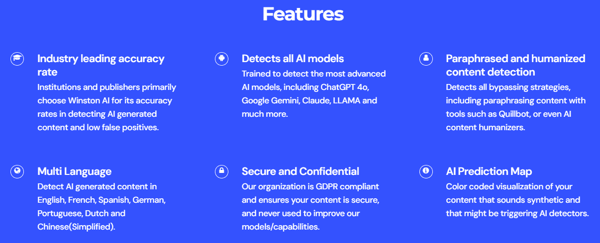 Key features of winston ai