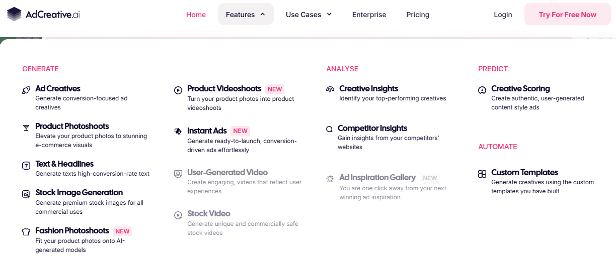 Key features of adcreative. Ai