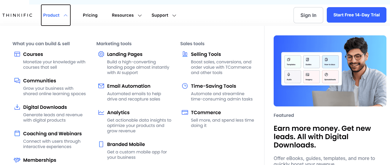 Core features of thinkific