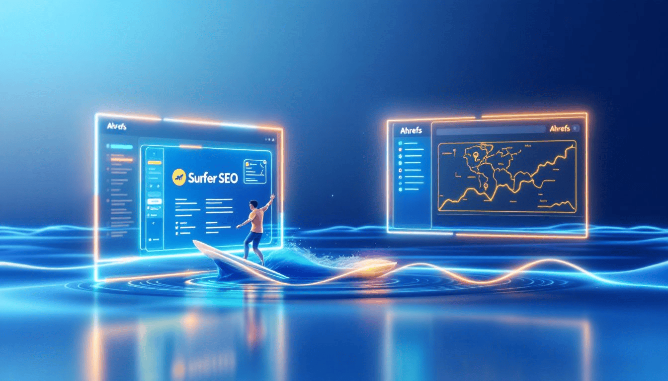 Screenshots of surfer seo and ahrefs user interfaces, showcasing their design and usability.