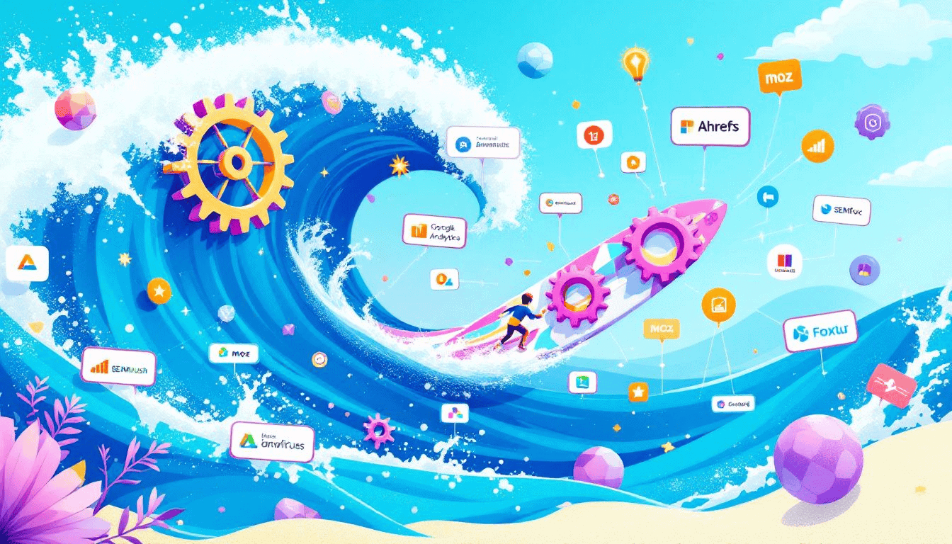 An infographic illustrating the integration capabilities of surfer seo and ahrefs with other tools.